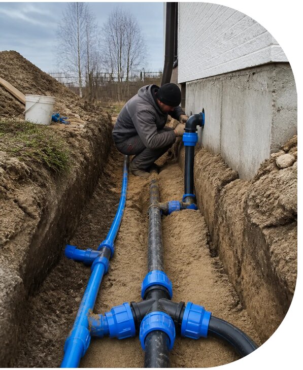 Монтаж наружного водопровода на участке под ключ в Белове